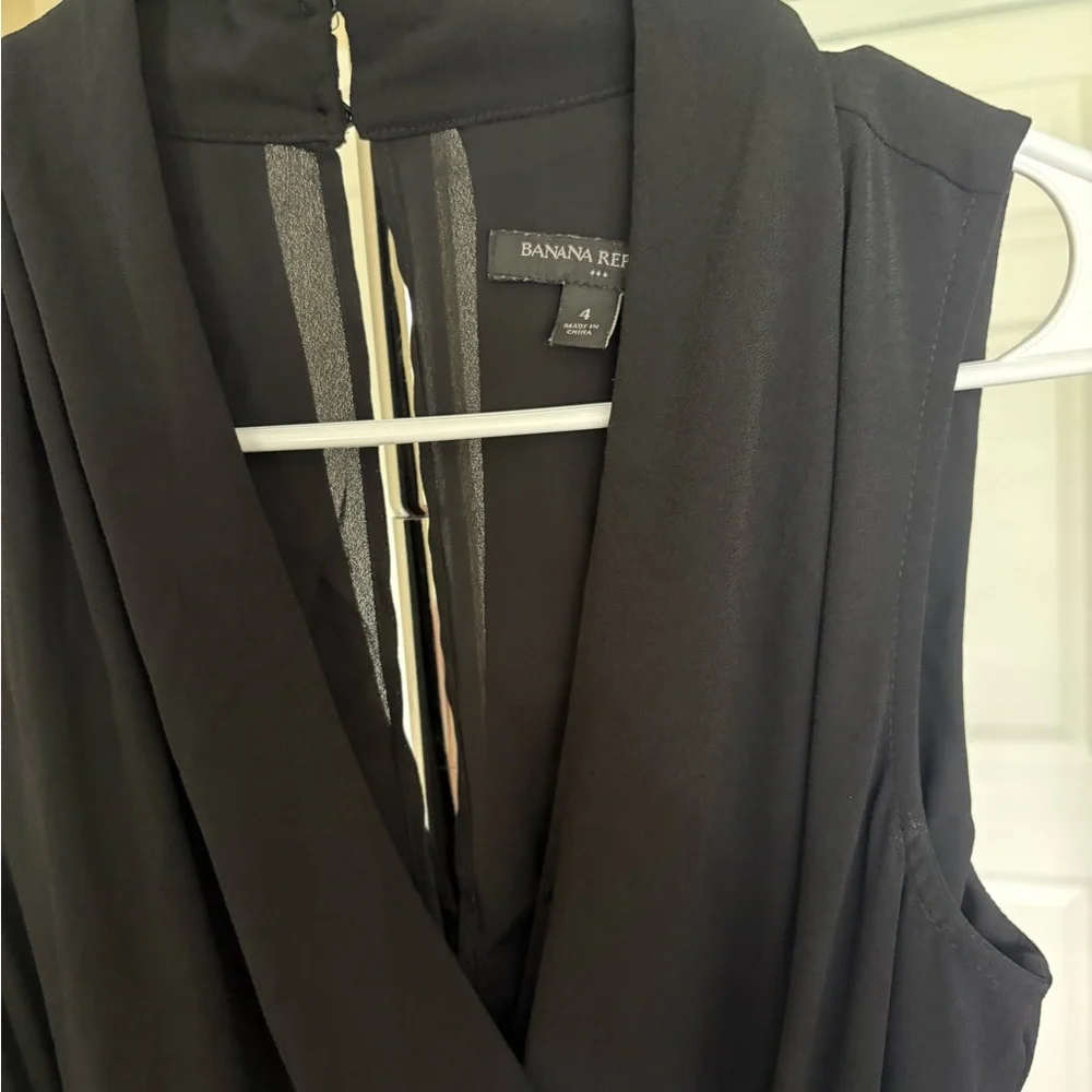 Banana Republic Sleeveless Black Wide-Leg Jumpsuit with Tie Waist - Picture 6 of 8